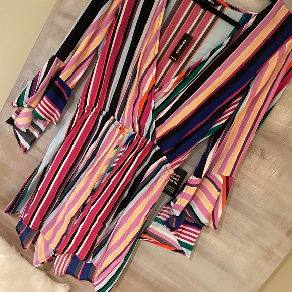 Express Multicolor Striped Romper - Picture 7 of 10